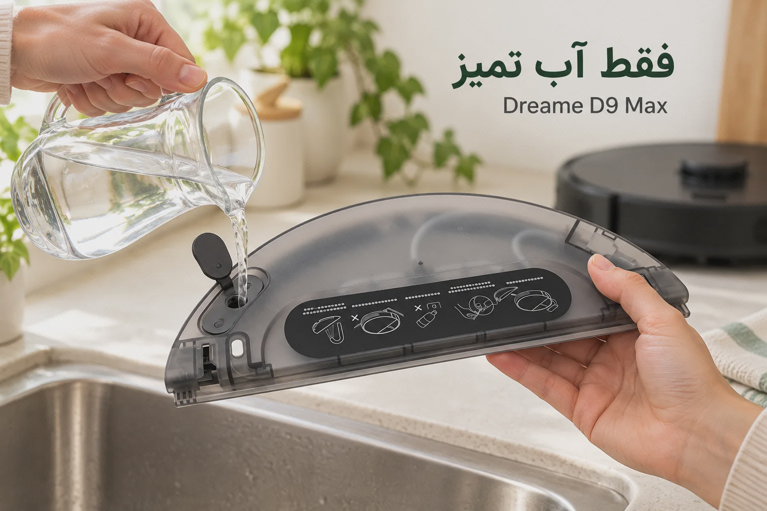 پرکردن مخزن آب نیم‌دایرهٔ D9 Max از ورودی اصلی با آب تمیز