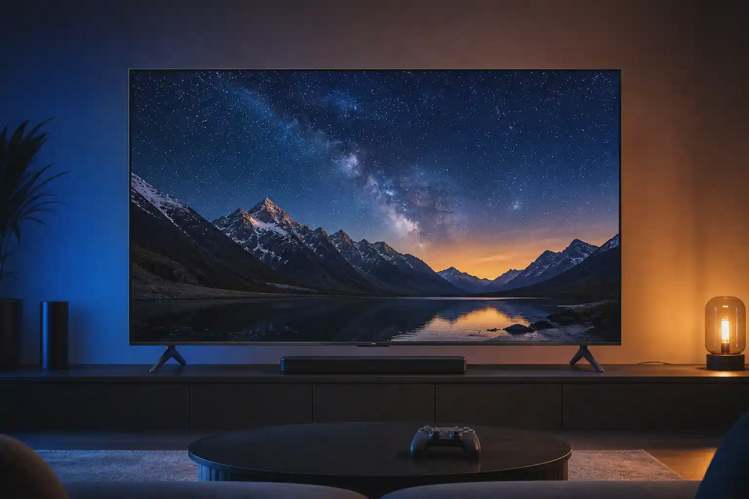 تلویزیون 75 اینچ شیائومی S Mini LED 2025 در چیدمان سینمای خانگی