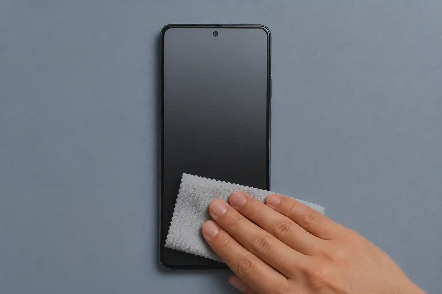 گلس Super D نصب‌شده روی Redmi Note 10S با حفره دوربین سلفی دقیقاً در مرکز لبه بالا
