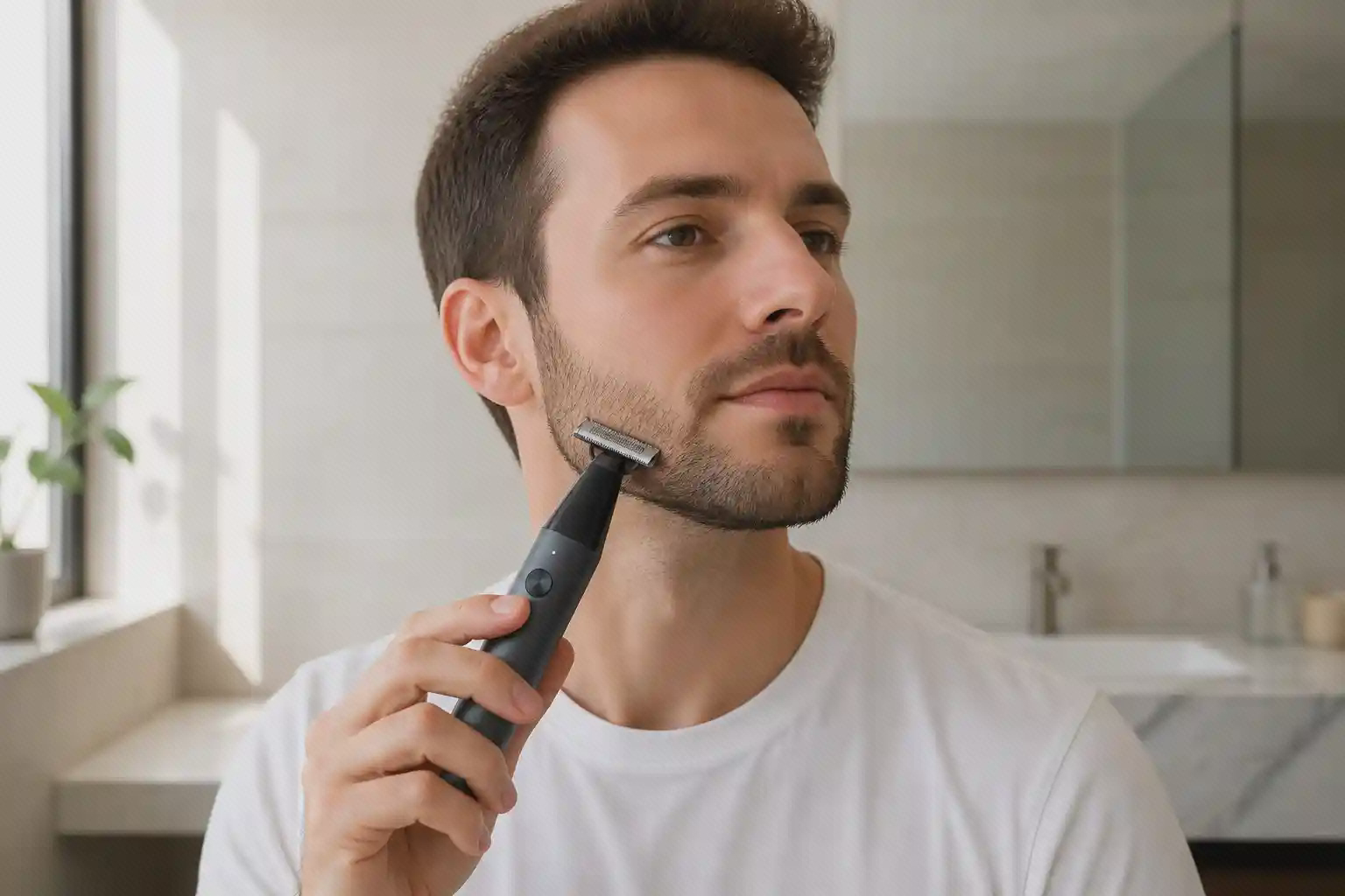 اصلاح خط فک با ماشین اصلاح شیائومی UniBlade X300 و تیغه سه‌جهته