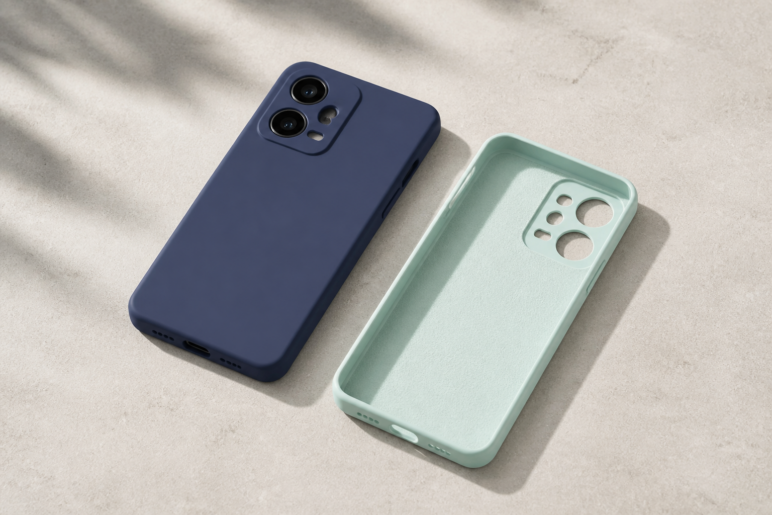 کاور سرمهای نصبشده و نمای داخلی کاور سبز Redmi Note 12 Pro 5G