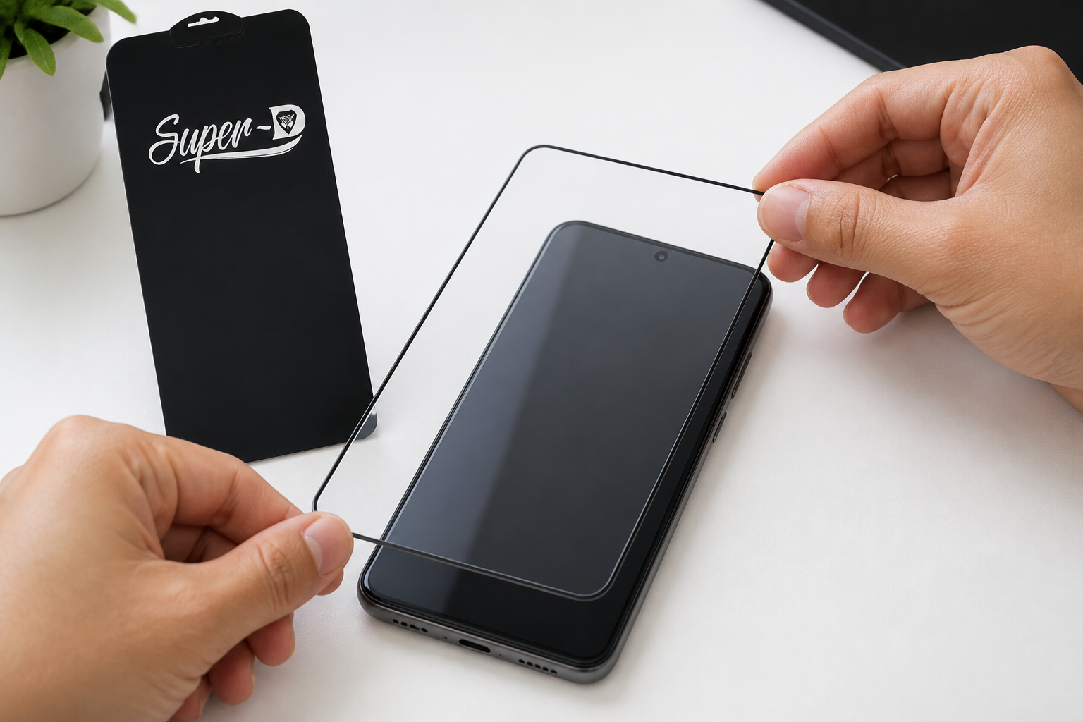 تراز کردن گلس شفاف Super D روی نمایشگر Xiaomi 11T Pro با دوربین سلفی مرکزی