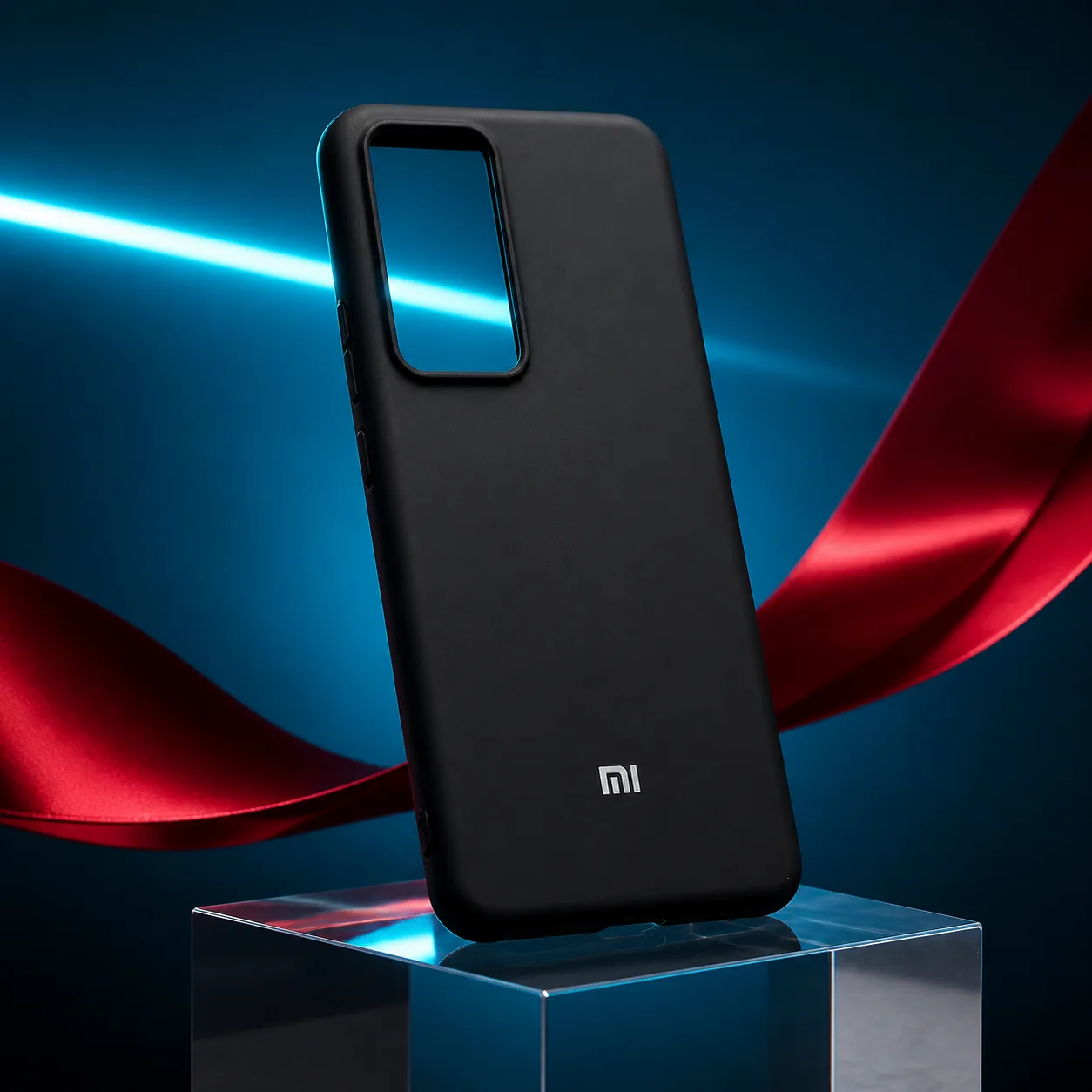 کاور سیلیکونی مشکی Xiaomi 12T Pro با برش بزرگ دوربین و نشان mi