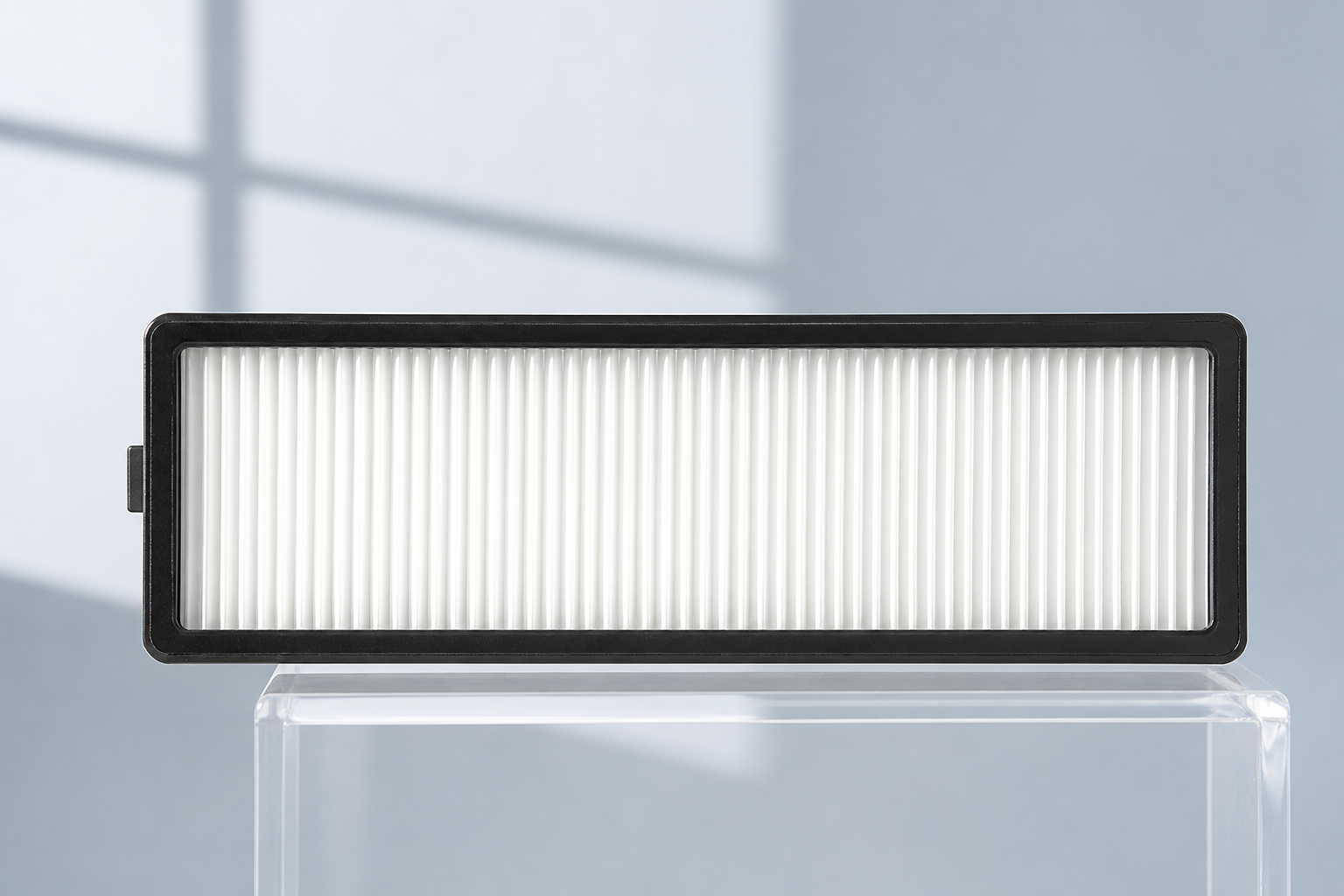 فیلتر کشیده Xiaomi Mop 2 Pro Plus با قاب مشکی و پلیسه سفید در نور پس‌زمینه