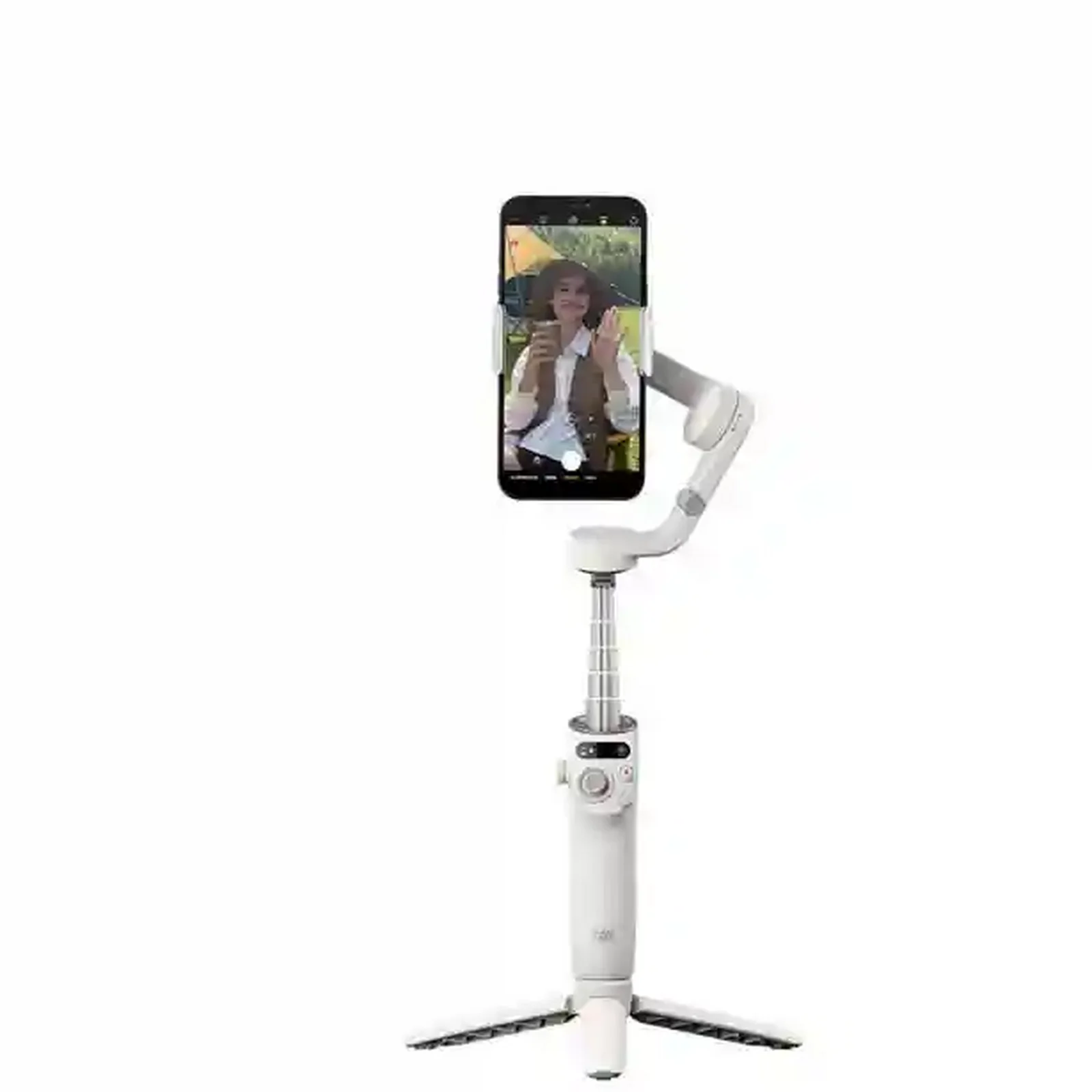 گیمبال DJI Osmo Mobile 6 سفید جعبه باز با سه‌پایه و گوشی عمودی