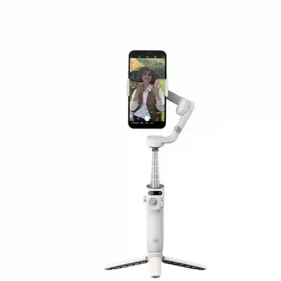 گیمبال DJI Osmo Mobile 6 سفید جعبه باز با سه‌پایه و گوشی عمودی