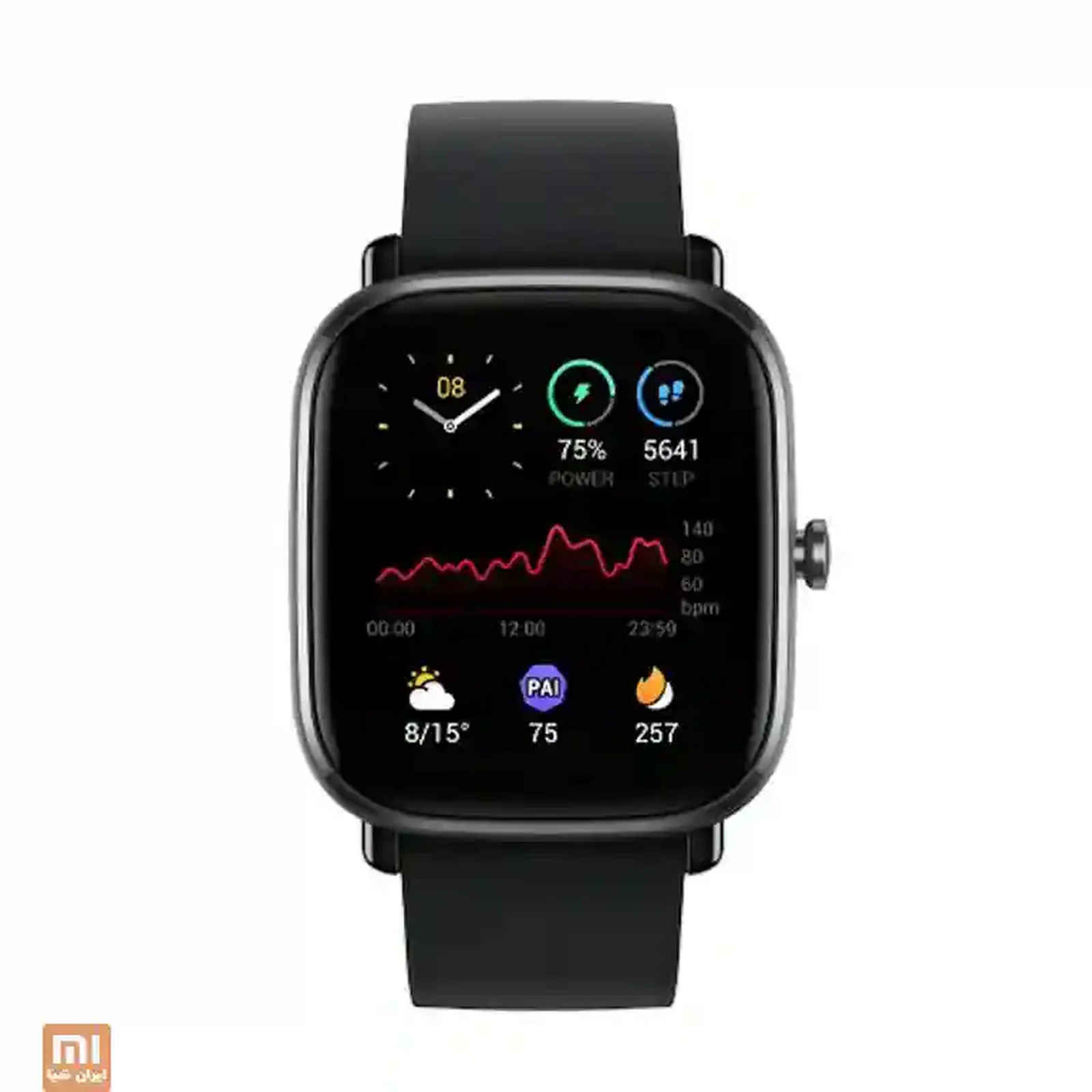نمای روبهروی Amazfit GTS 2 Mini مشکی ساعت هوشمند شیائومی Amazfit GTS 2 Mini مشکی با نمایشگر سلامت