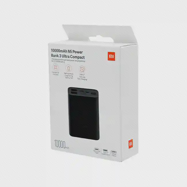 جعبه پاوربانک شیائومی 3 Ultra Compact ظرفیت ۱۰۰۰۰ میلی‌آمپر