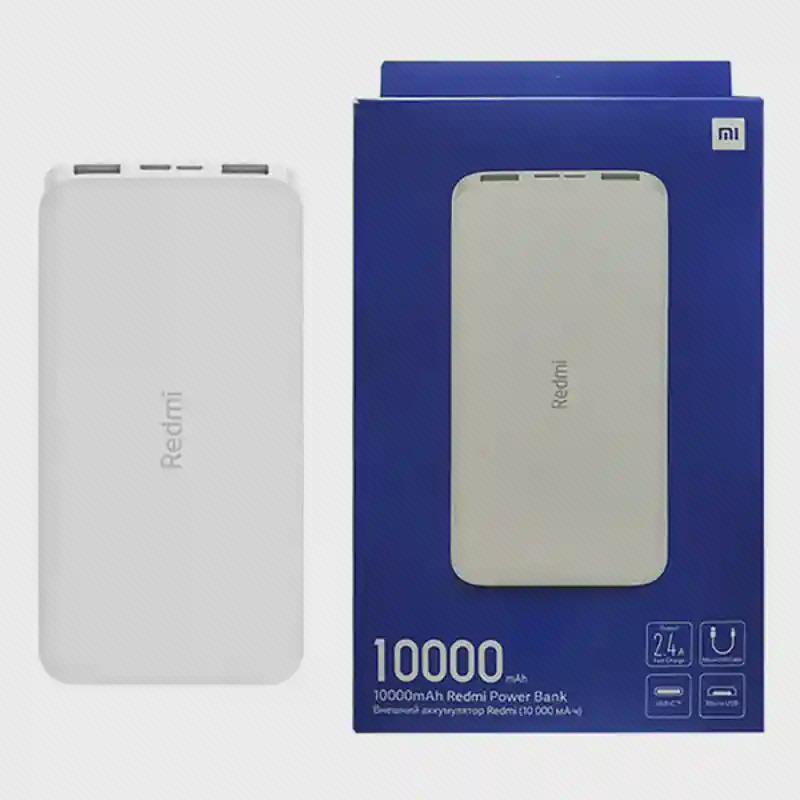 پاوربانک شیائومی PB100LZM ظرفیت ۱۰۰۰۰ میلی‌آمپر کنار جعبه