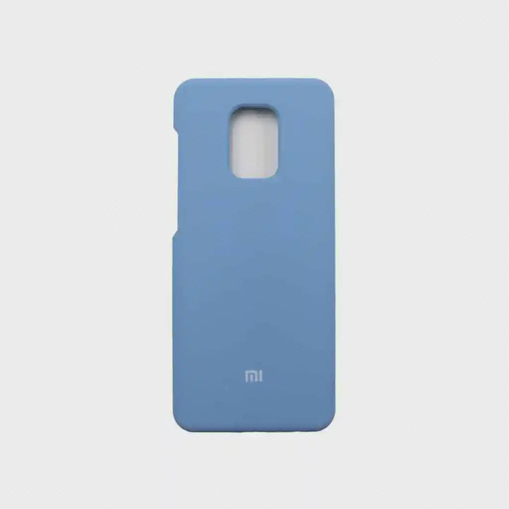 نمای پشت کاور آبی Redmi Note 9 Pro کاور سیلیکونی آبی شیائومی Redmi Note 9 Pro با لوگوی Mi