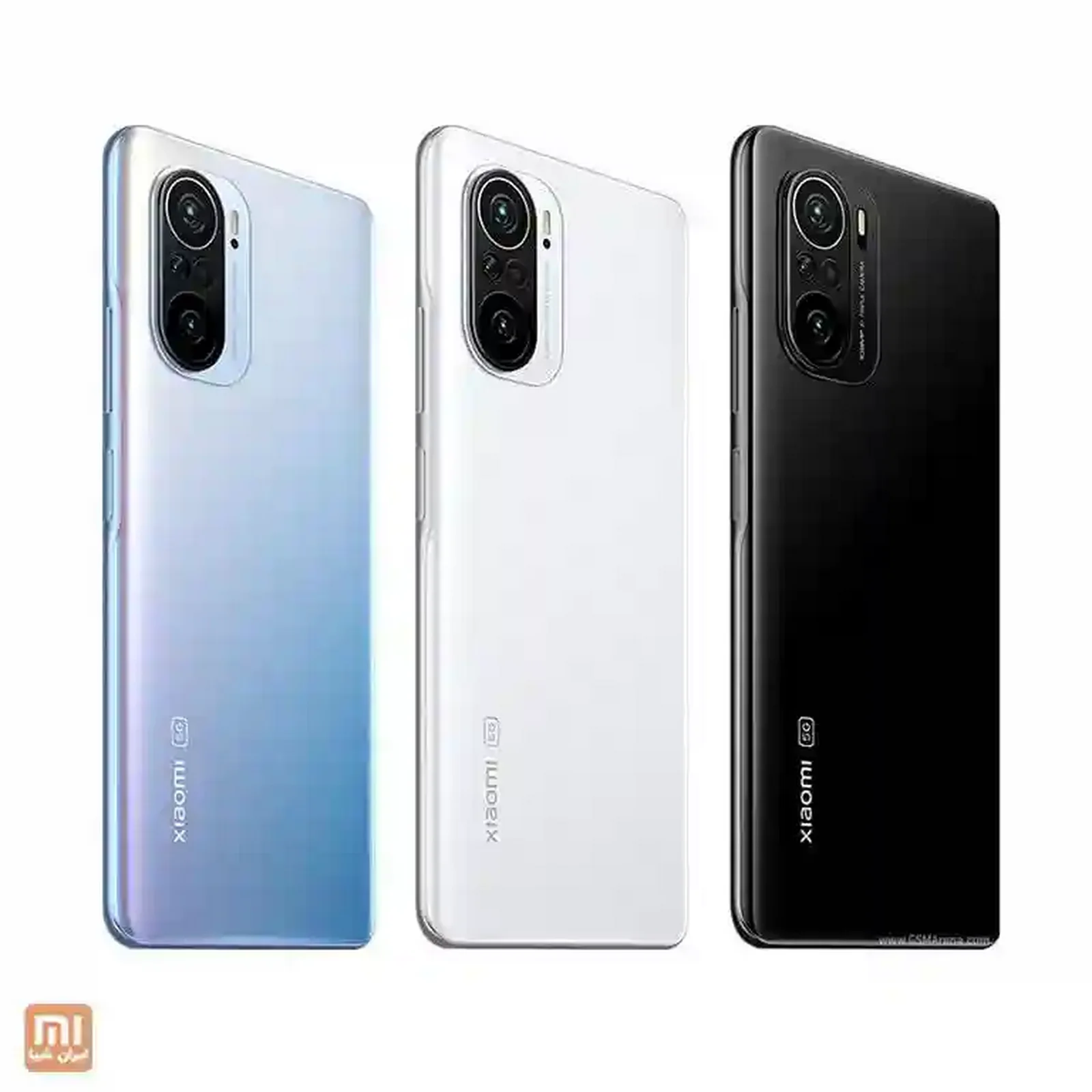 نمای سه رنگ پشت گوشی Mi 11i 5G رنگهای آبی، سفید و مشکی گوشی شیائومی Mi 11i 5G