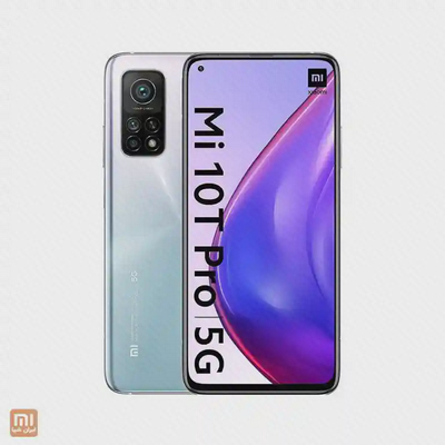 طراحی دوطرفه Xiaomi Mi 10T Pro 5G نقرهای نمای جلو و پشت گوشی نقرهای شیائومی Mi 10T Pro 5G