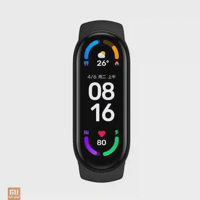 مچ‌بند هوشمند شیائومی Mi Band 6 با صفحه‌نمایش رنگی از نمای روبه‌رو