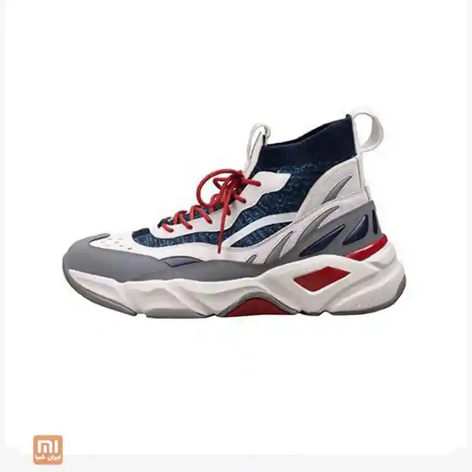 کفش ساق‌دار FREETIE Cycling Sneaker سفید و سرمه‌ای با بند قرمز