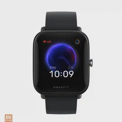 ساعت هوشمند مشکی Amazfit Bip U Pro از نمای روبه‌رو