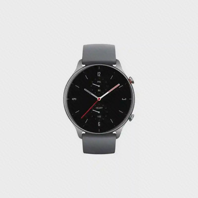 نمای روبه‌روی ساعت هوشمند شیائومی Amazfit GTR 2e با صفحه گرد مشکی