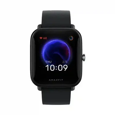 نمای مستقیم ساعت Xiaomi Amazfit Bip U ساعت هوشمند شیائومی Amazfit Bip U مشکی با واچفیس آبی