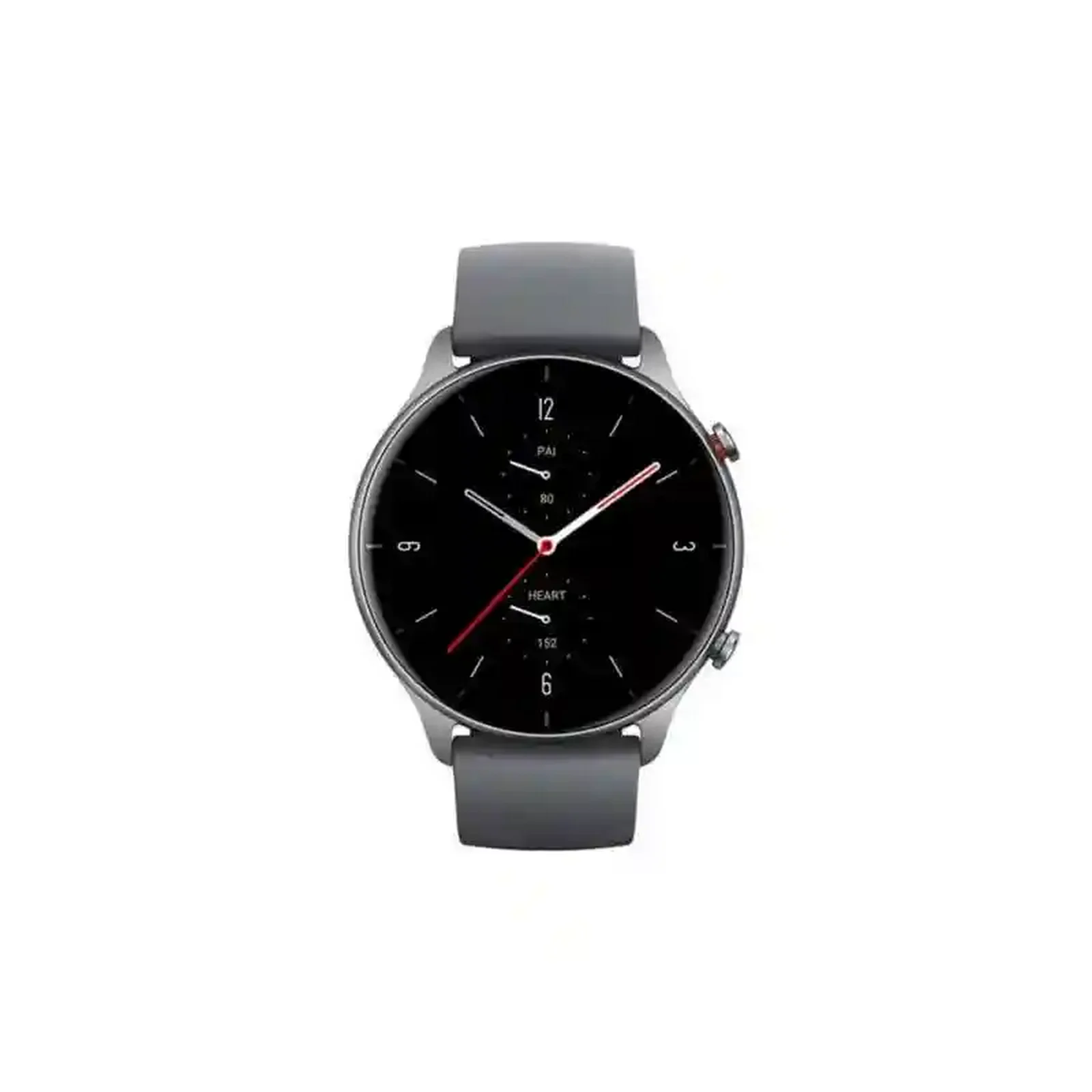 نمای اصلی ساعت هوشمند Amazfit GTR 2e شیائومی نمای روبهروی ساعت هوشمند شیائومی Amazfit GTR 2e با صفحه گرد مشکی