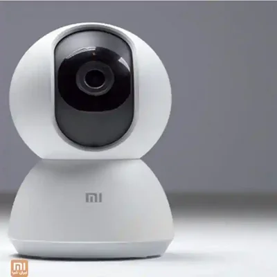 جزئیات لنز دوربین امنیتی Xiaomi 2K نمای نزدیک لنز دوربین نظارتی شیائومی 360 درجه 2K با بدنه سفید