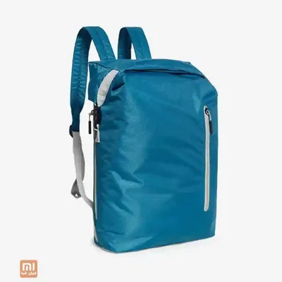 نمای کوله پشتی چندکاره ورزشی Xiaomi آبی کوله پشتی ورزشی چندکاره شیائومی آبی با زیپ عمودی سفید