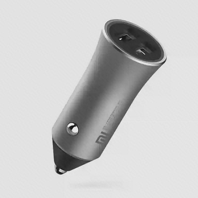نمای سهرخ شارژر فندکی Xiaomi CC05ZM دو پورت شارژر فندکی شیائومی CC05ZM خاکستری با دو درگاه USB و بدنه فلزی