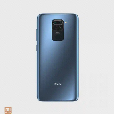 طراحی قاب پشتی Xiaomi Redmi Note 9 آبی نمای پشت گوشی آبی شیائومی Redmi Note 9 با دوربین چهارگانه و حسگر اثر انگشت