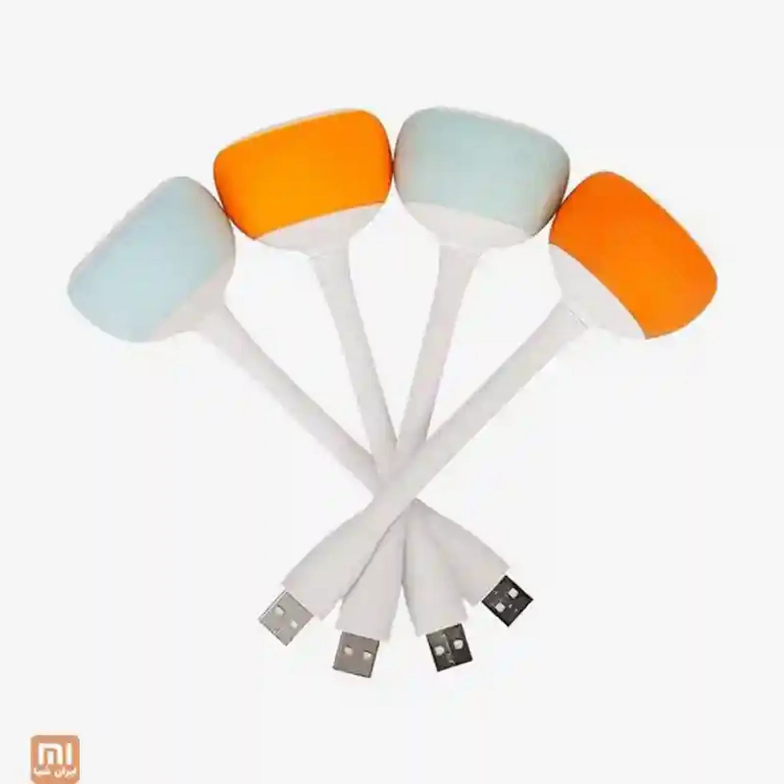 رنگبندی اسپیکر شیائومی Youpin Velev M83 پشت چهار اسپیکر کوچک Youpin Velev M83 نارنجی و سبز با کابل USB انعطافپذیر
