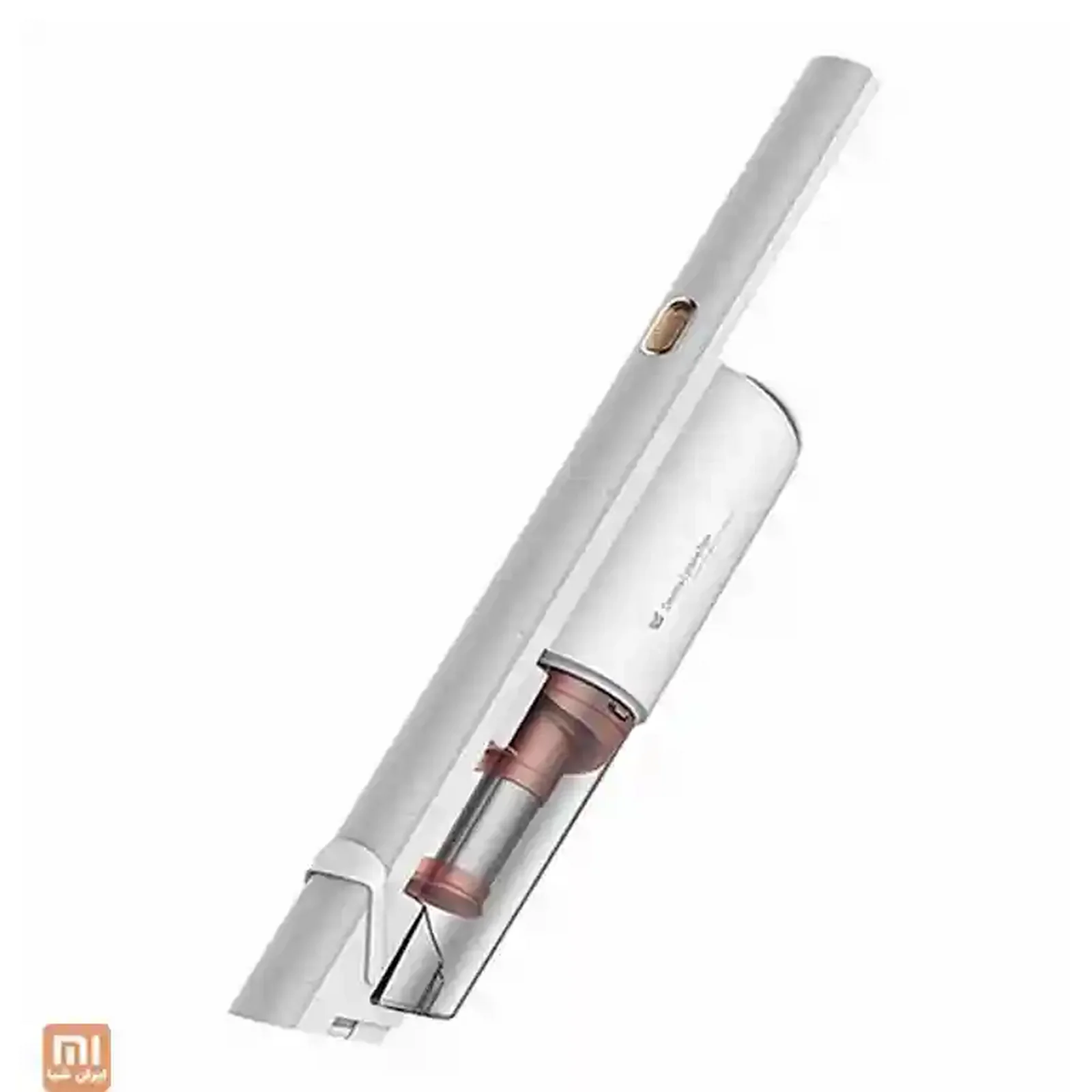 مخزن گردوغبار جاروبرقی Xiaomi Deerma DX800S نمای نزدیک مخزن شفاف و فیلتر صورتی جاروبرقی شیائومی Deerma DX800S