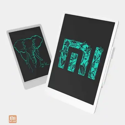 مقایسه اندازه کاغذ دیجیتال Xiaomi XMXHB01WC دو کاغذ دیجیتال شیائومی XMXHB01WC با طراحی فیل و لوگوی mi روی صفحه مشکی