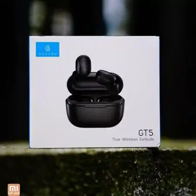 بستهبندی هدفون بیسیم Xiaomi Haylou GT5 جعبه سفید هندزفری بلوتوث Haylou GT5 با تصویر کیس و ایربادها