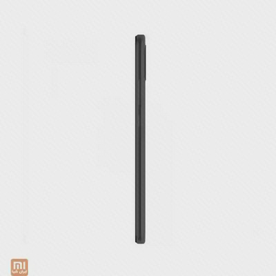نمای باریک کناری گوشی مشکی Redmi 9A از زاویه پروفایل