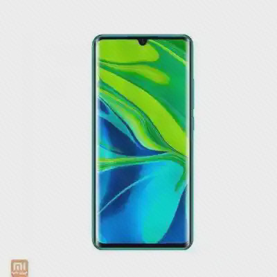 نمایشگر منحنی Xiaomi Mi Note 10 Pro نمای تمامصفحه گوشی Mi Note 10 Pro با تصویر زمینه سبز و فیروزهای
