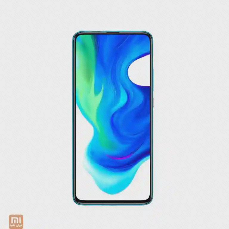 گوشی شیائومی Poco F2 Pro با نمایشگر تمام‌صفحه و تصویر زمینه آبی سبز