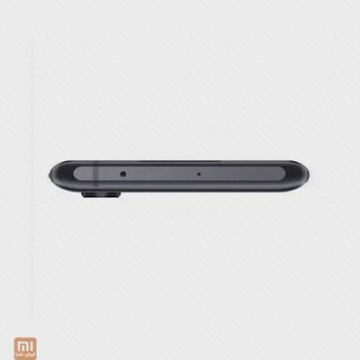 جزئیات فریم بالای Xiaomi Mi Note 10 نمای لبه بالایی گوشی مشکی Mi Note 10 با دو حفره روی فریم