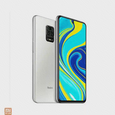 نمای جلو و پشت گوشی سفید Redmi Note 9S با مجموعه دوربین چهارگانه
