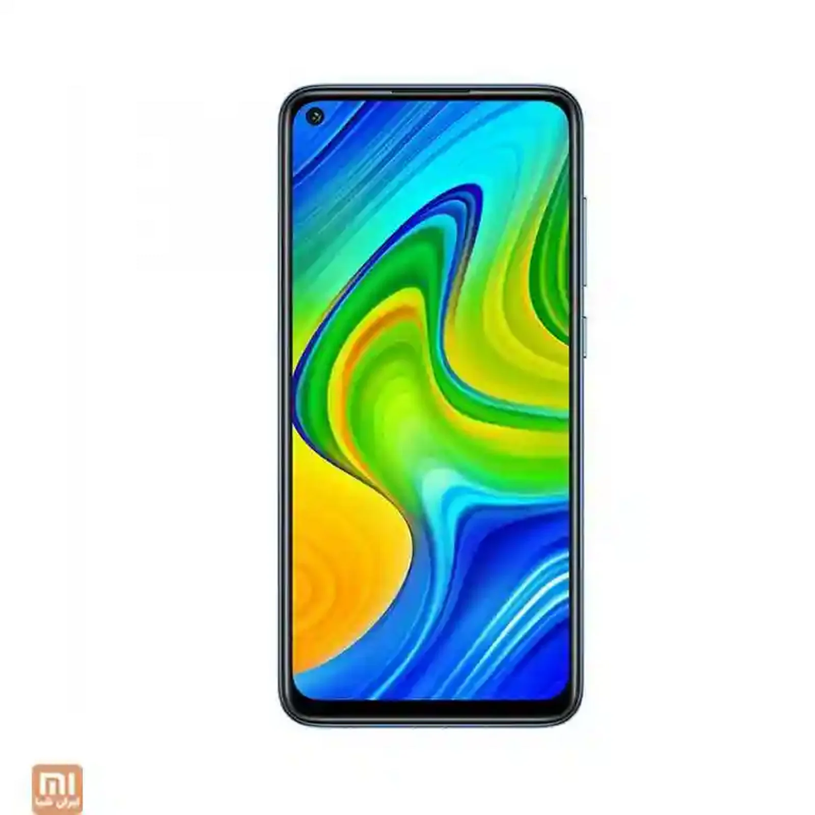 تصویر نمایشگر Redmi 9 ظرفیت ۳۲ گیگابایت نمای جلوی گوشی Redmi 9 نسخه ۳۲ گیگ با صفحه سبز آبی و دوربین گوشهای
