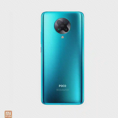 پنل پشتی فیروزه‌ای POCO F2 Pro با چهار دوربین در قاب دایره‌ای
