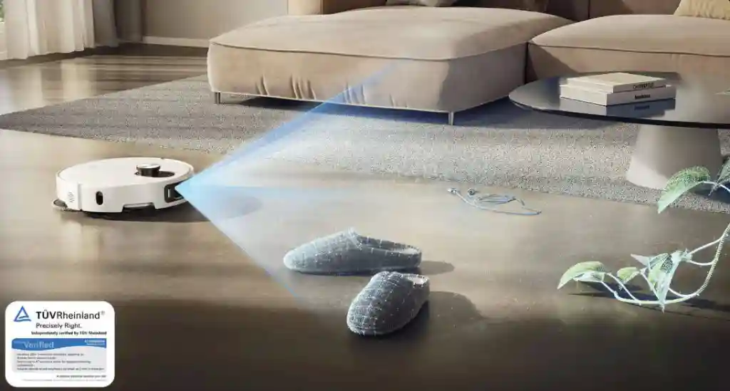 جارو رباتیک شیائومی Xiaomi Robot Vacuum 5 Pro - تشخیص موانع با هوش مصنوعی: اجتناب سهبعدی از موانع با دوربین دوچشمی