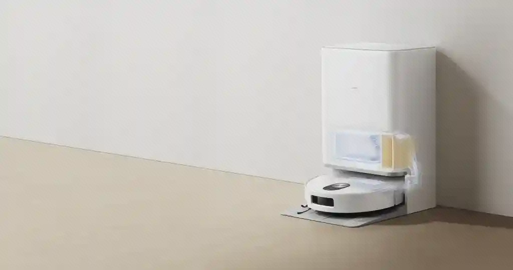 چیدمان ایستگاه و مخازن Xiaomi Robot Vacuum 5 جارو شیائومی Robot Vacuum 5 داخل ایستگاه با نمودار مخازن در اتاق