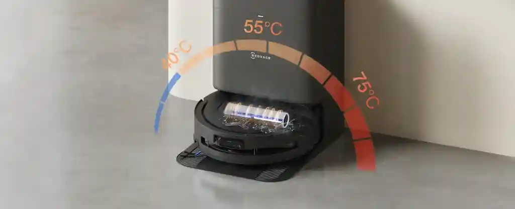 جارو رباتیک اکووکس ECOVACS T80 Omni - سیستم شست‌وشوی تی با کنترل دما – تمیزکاری دقیق و بی‌نقص تی غلتکی