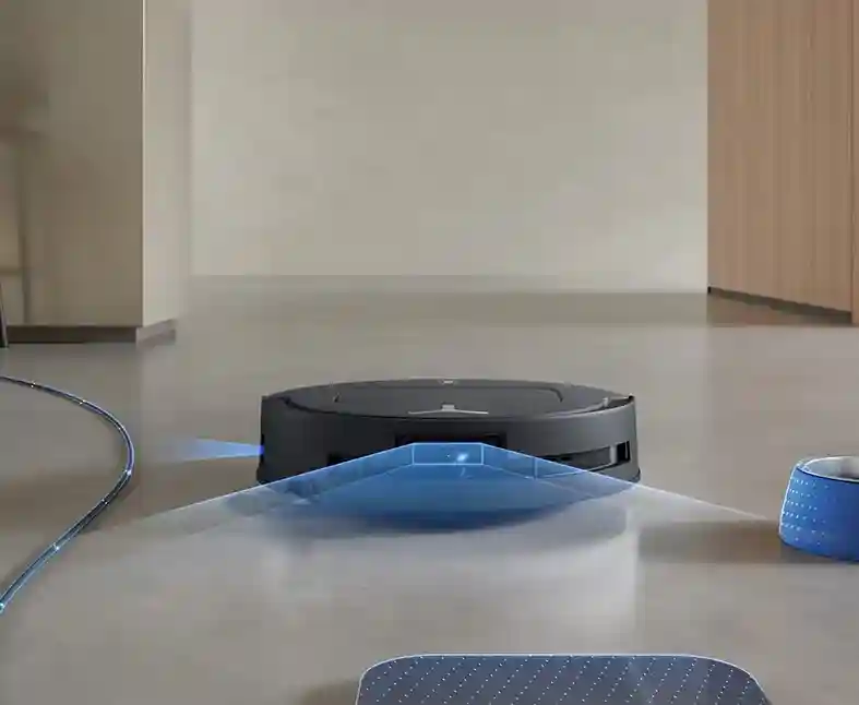 جارو رباتیک اکووکس ECOVACS T80 Omni - فناوری هوشمند AIVI 3D 3.0 Omni-Approach امکان تمیزکاری دقیق در لبه‌ی هر جسمی را فراهم م