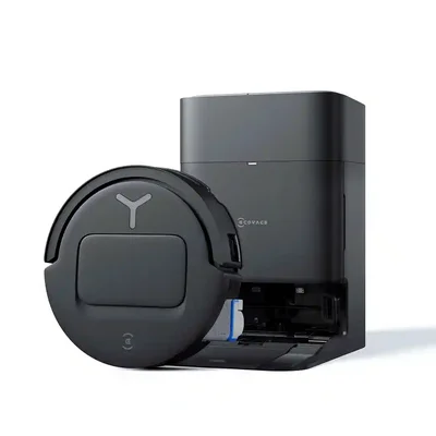 نمای کامل جارو رباتیک ECOVACS T80 Omni مشکی با ایستگاه جارو رباتیک اکووکس ECOVACS T80 Omni مشکی همراه ایستگاه شستوشو و تخلیه خودکار