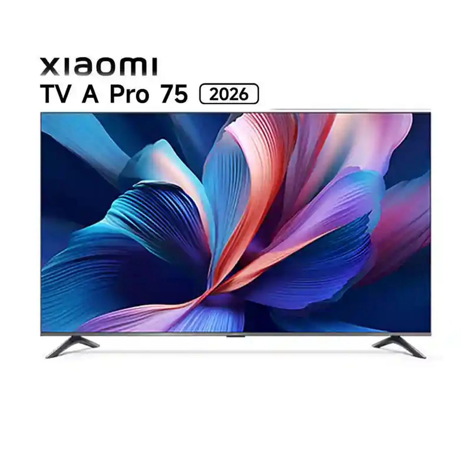 نمای کامل تلویزیون Xiaomi TV A Pro 75 نسخه 2026 تلویزیون هوشمند شیائومی TV A Pro 75 اینچ 2026 با پایههای دوطرفه