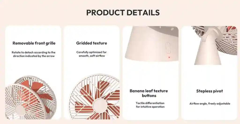 پنکه شارژی شیائومی مدل Sothing Forest Desktop Fan - مشخصات فنی
