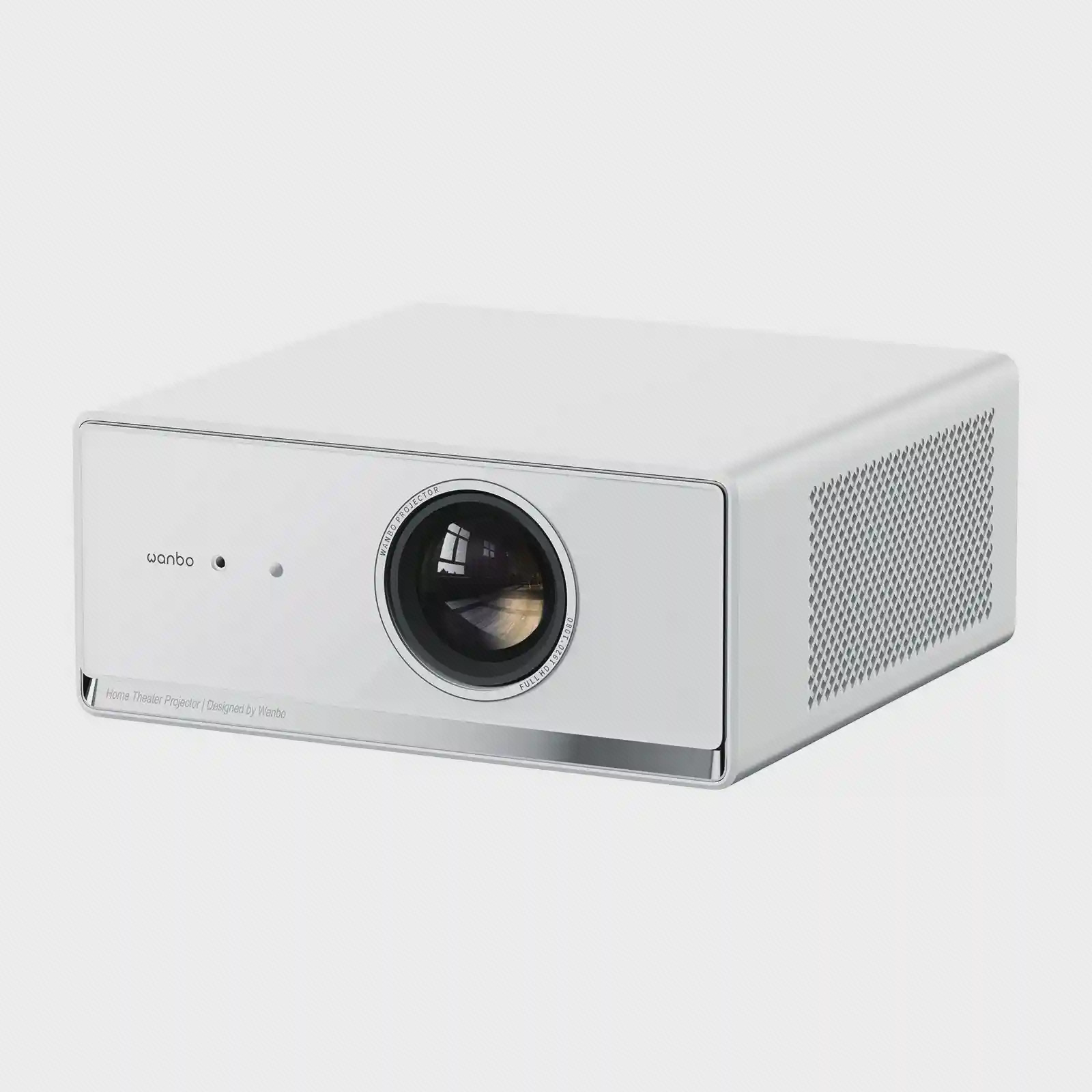 نمای کامل ویدئو پروژکتور Wanbo X5 Air ویدئو پروژکتور شیائومی Wanbo X5 Air سفید با لنز بزرگ و بدنه مشبک