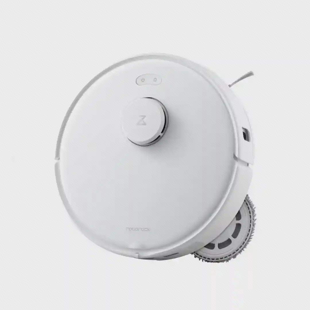 طراحی بدنه روبوراک Qrevo EdgeC سفید نمای بالای جارو رباتیک Roborock Qrevo EdgeC با تی چرخان لبهزن