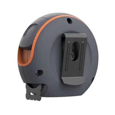 نمای پشت و گیره اتصال متر JIMIHOME JM-G15318N گیره کمربند پشت متر JIMIHOME JM-G15318N با قاب خاکستری و لبه نارنجی