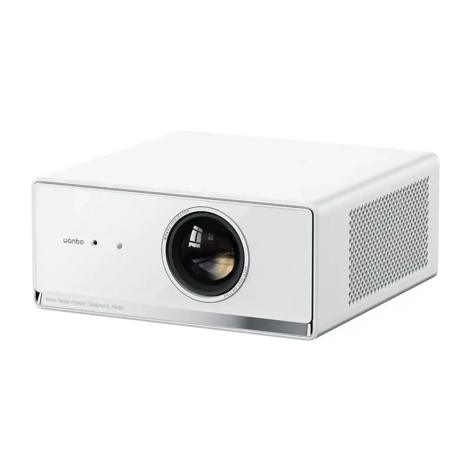 نمای کامل ویدئو پروژکتور Wanbo X5 Air ویدئو پروژکتور شیائومی Wanbo X5 Air سفید با لنز بزرگ و بدنه مشبک