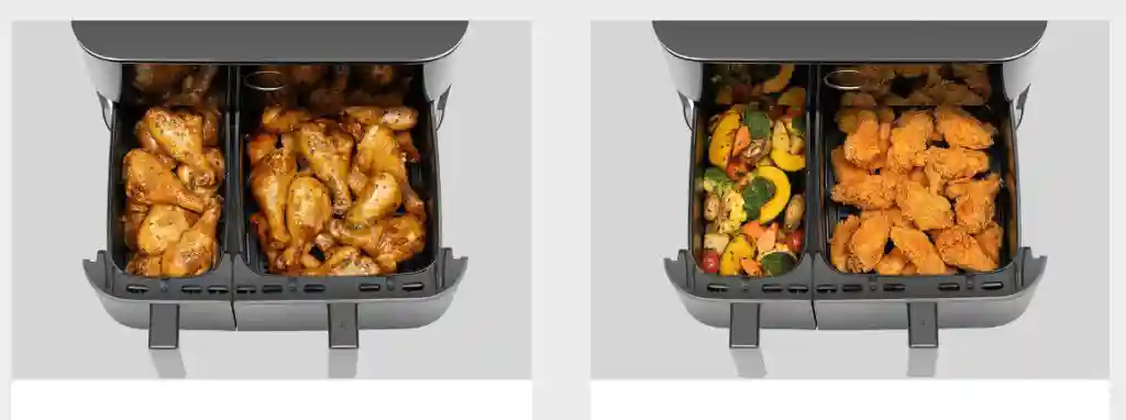 هواپز بدون روغن چند منظوره شیائومی مدل Xiaomi Dual Zone Air Fryer 10L MAF-D1001 - پخت هم‌زمان 3 غذا - نمای 3