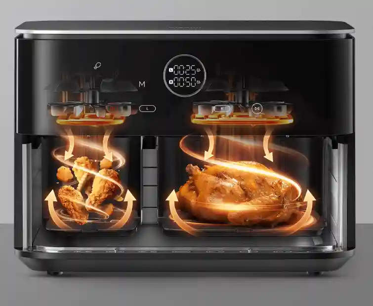 هواپز بدون روغن چند منظوره شیائومی مدل Xiaomi Dual Zone Air Fryer 10L MAF-D1001 - پخت هم‌زمان 3 غذا - نمای 6